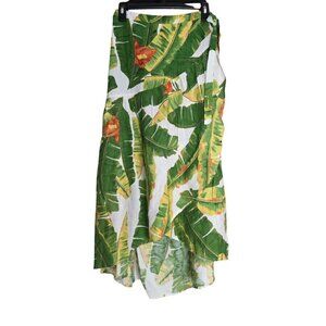 Women's - Cynthia Rowley Tropical Print Linen Blend Wrap Skirt, Size Small